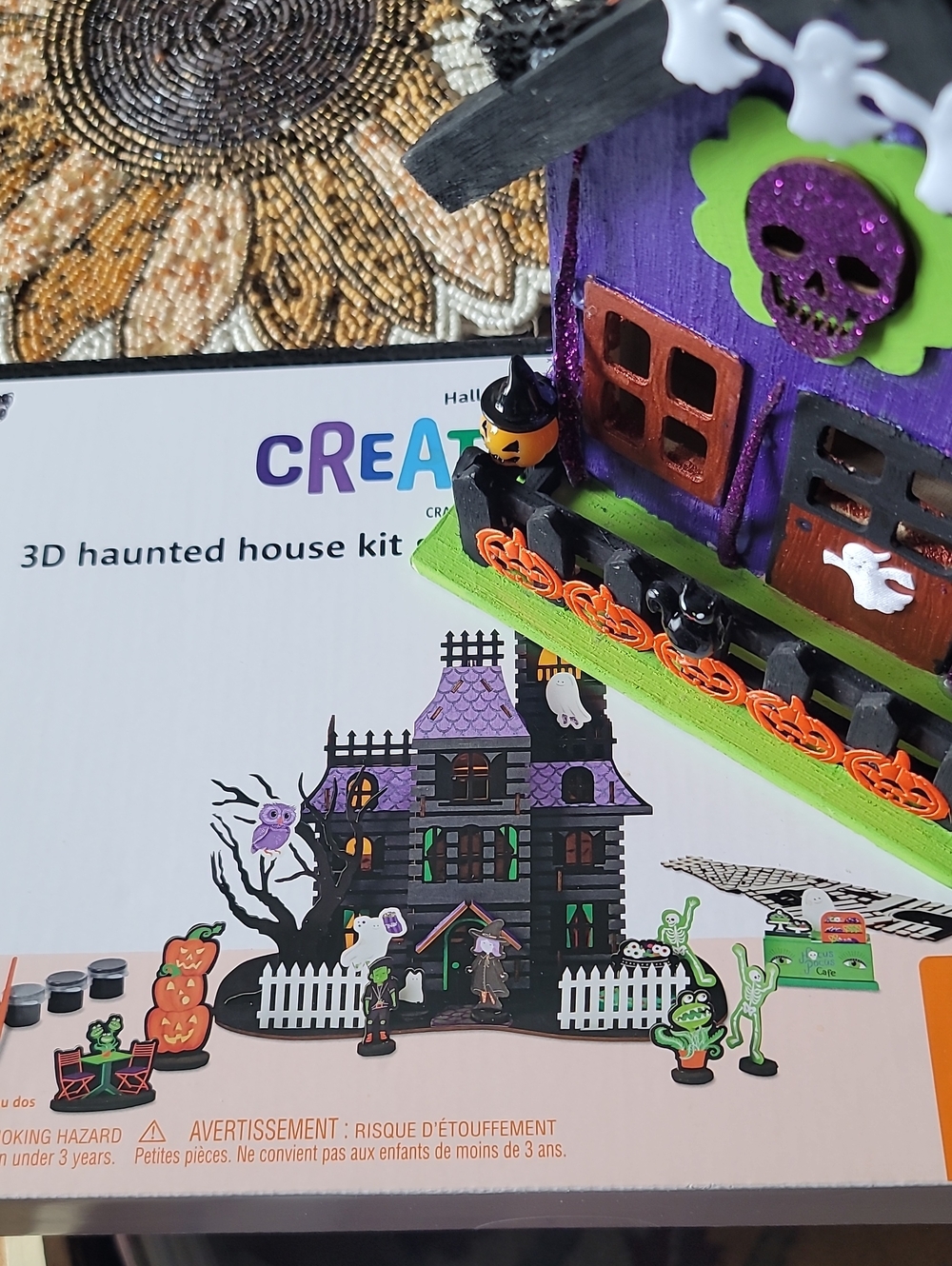 Creatology 3D Haunted House Kit & Hand-Painted Purple Halloween Haunted House